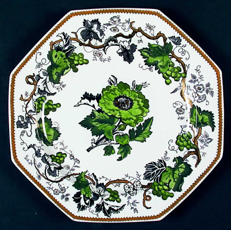 Vine Green (Green Vine, Gold Accents) Octagonal Dinner Plate by Wedgwood-1