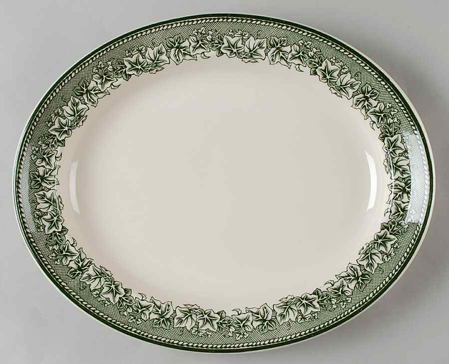 Kent Green Vine (Williams Sonoma) 14" Oval Serving Platter by Wedgwood-1
