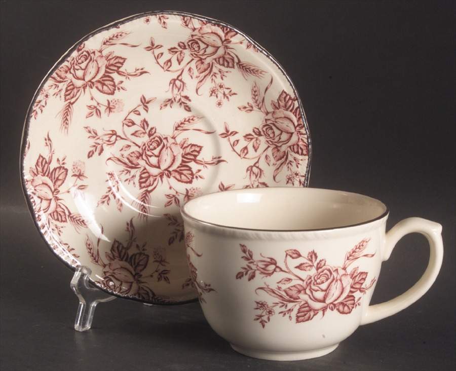 Colonial Rose Pink Jumbo Cup & Saucer Set by Wood & Sons-1