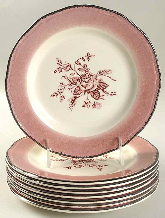 Colonial Rose Pink Accent Salad Plate - Set of 8 by Wood & Sons-1