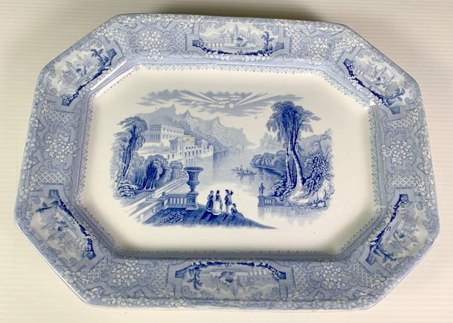 Columbia (Blue Landscape) 13" Oval Serving Platter by Wedgwood-1