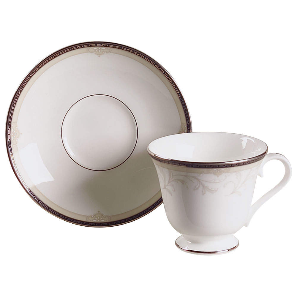 Brocade Footed Cup & Saucer Set by Waterford China-1