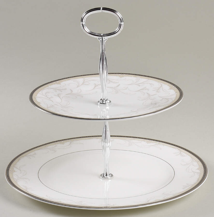 Brocade 6 5/8"-10"  2 Tiered Serving Tray (Dp, Sp) HC by Waterford China-1