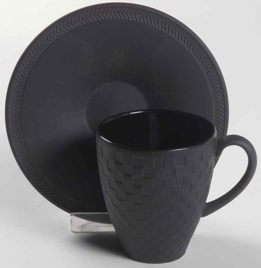 Night and Day Black (Accessories) Flat Demitasse Cup & Saucer Set by Wedgwood-1