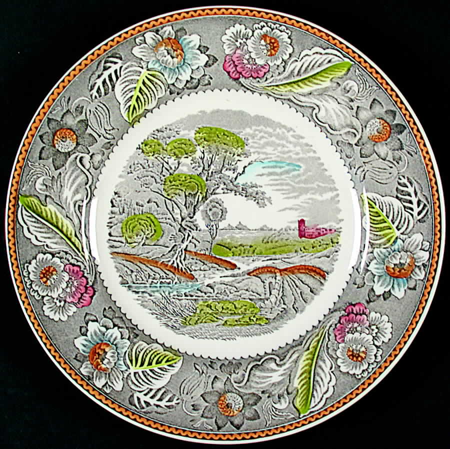 Woodland Gray Multicolor Dinner Plate by Wood & Sons-1