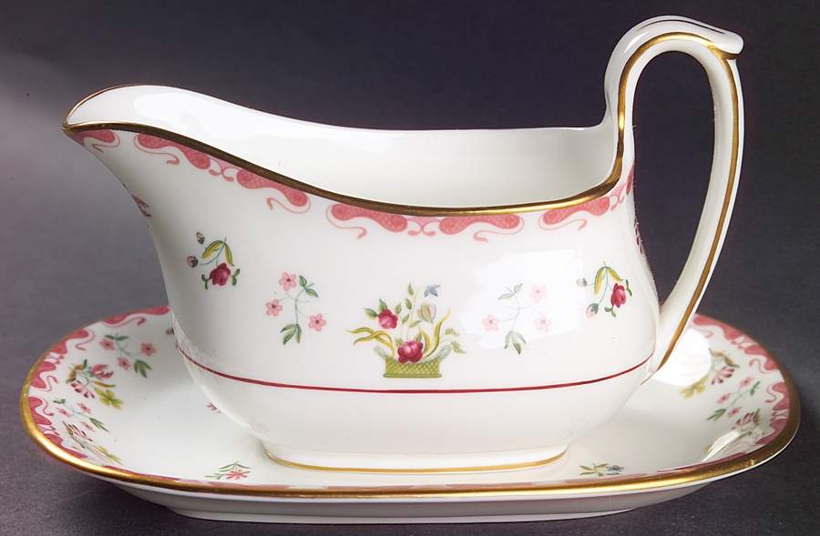 Bianca ("W" Wedgwood Mark Only) Gravy Boat & Underplate/Relish by Wedgwood-1