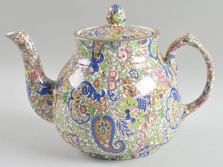Paisley Blue Teapot & Lid by Wade (England)-1