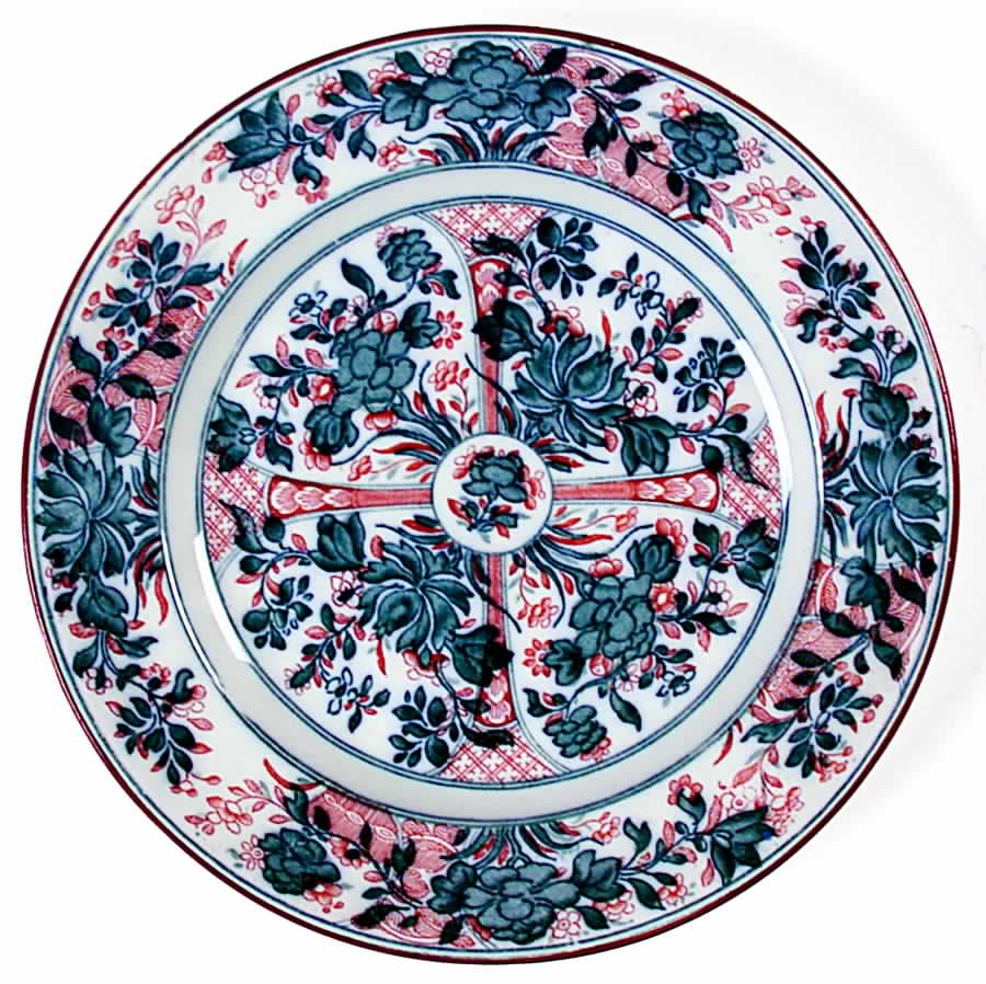 Ningpo (Red & Blue, No Gold, Red Trim) Salad Plate by Wedgwood-1