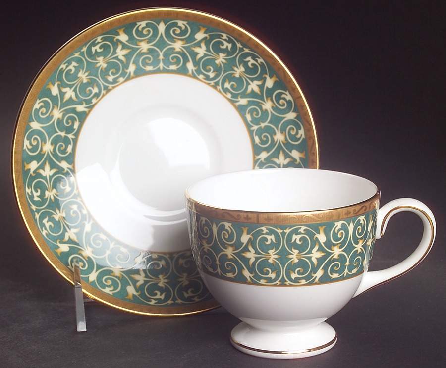 Everleigh Leigh Shape Footed Cup & Saucer Set by Wedgwood-1
