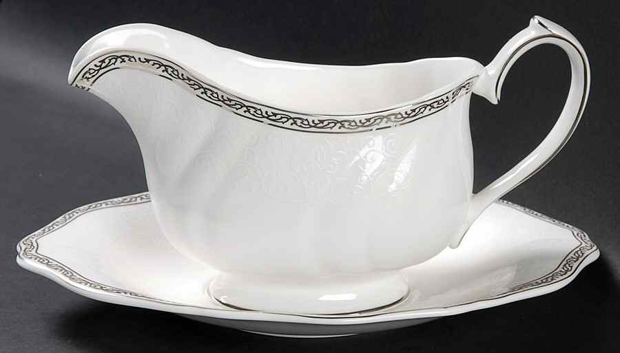 Queen's Lace Gravy Boat & Underplate by Wedgwood-1