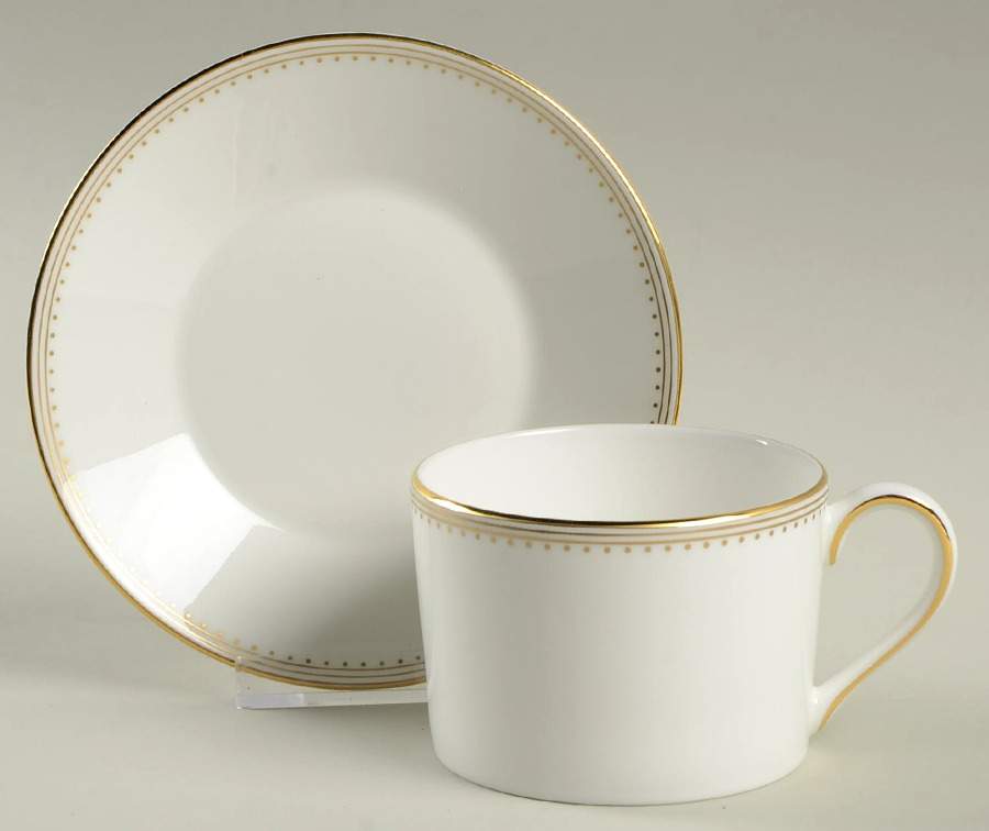 Golden Grosgrain Flat Cup & Saucer Set by Wedgwood-1