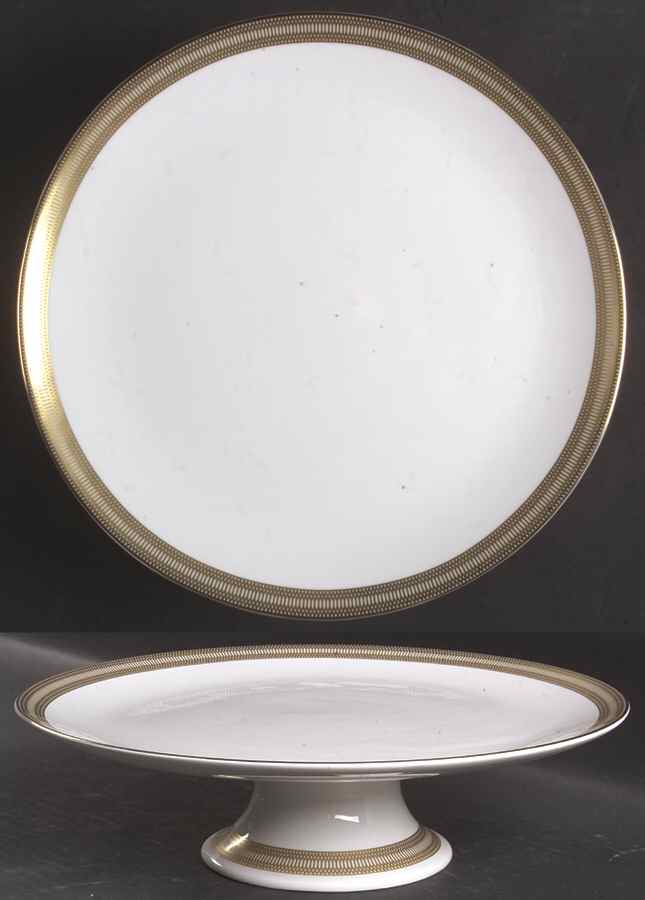 Golden Tiara 10" Diameter Pedestal Cake Stand by Wedgwood-1
