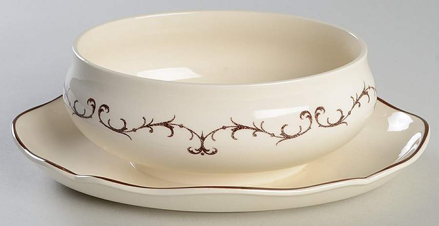 Queen's Filigree Sauce Boat with Attached Underplate No Lid by Wedgwood-1