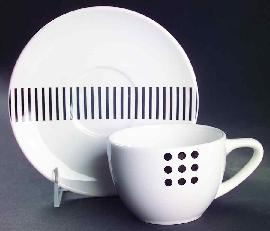 Freestyle Black & White Flat Cup & Saucer Set by Waechtersbach-1