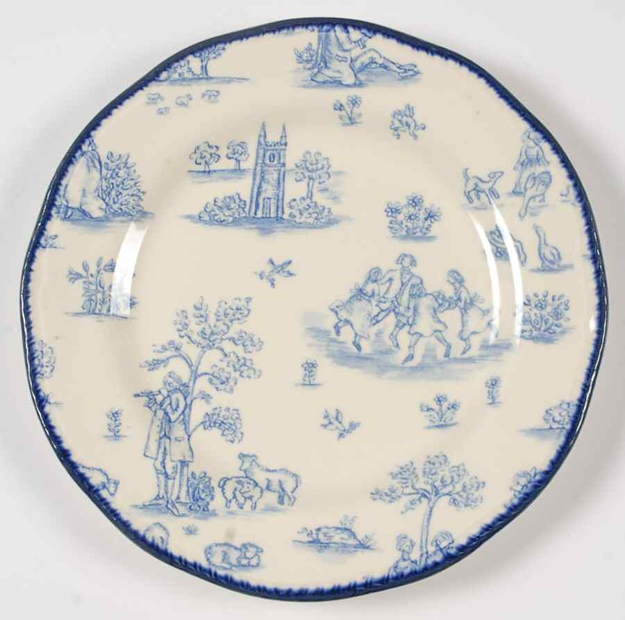 Toille de Jouy Blue (Scallop) Salad Plate by Wood & Sons-1