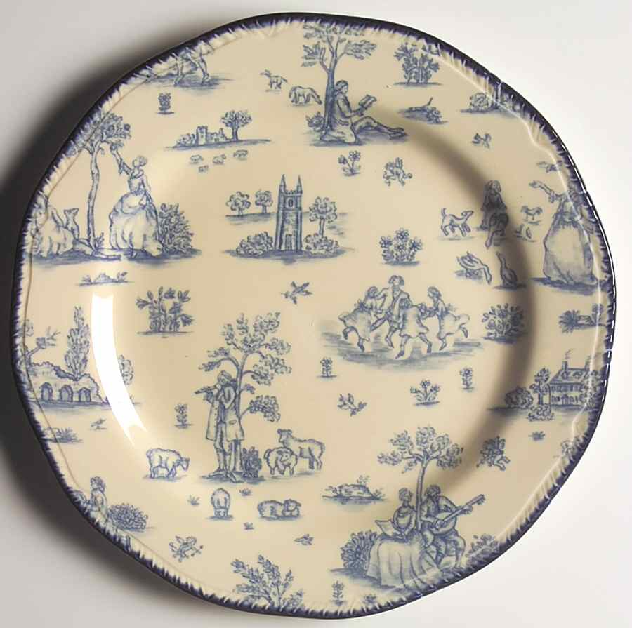Toille de Jouy Blue (Scallop) Dinner Plate by Wood & Sons-1