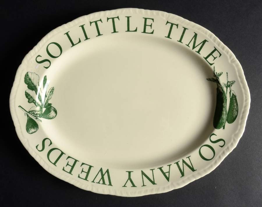 The Kitchen Garden Green 12" Oval Serving Platter by Wood & Sons-1