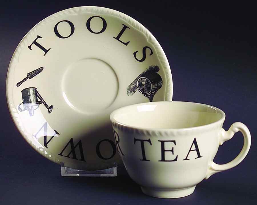 The Kitchen Garden Black Flat Cup & Saucer Set by Wood & Sons-1