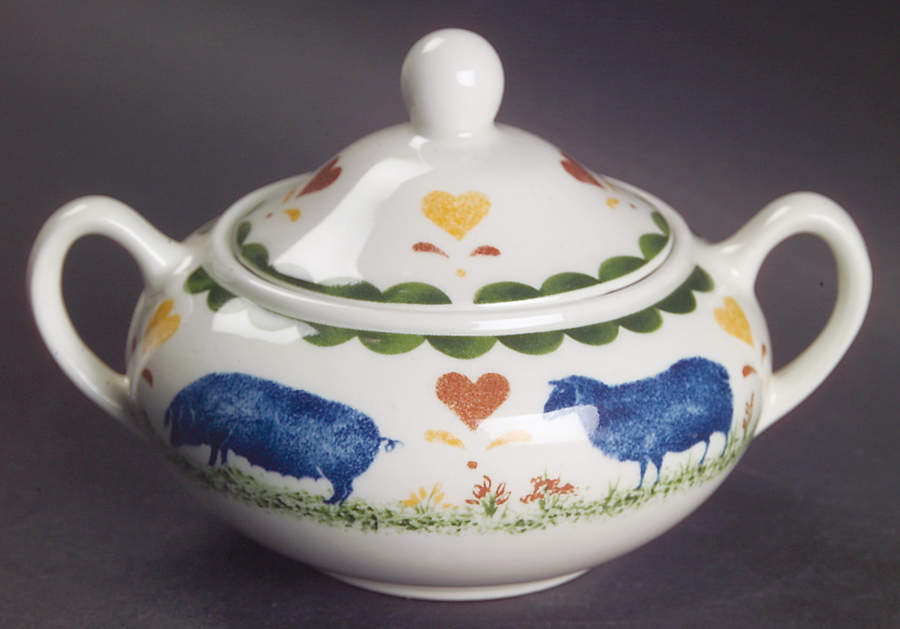 Jack's Farm (Multicolor) Sugar Bowl & Lid by Wood & Sons-1