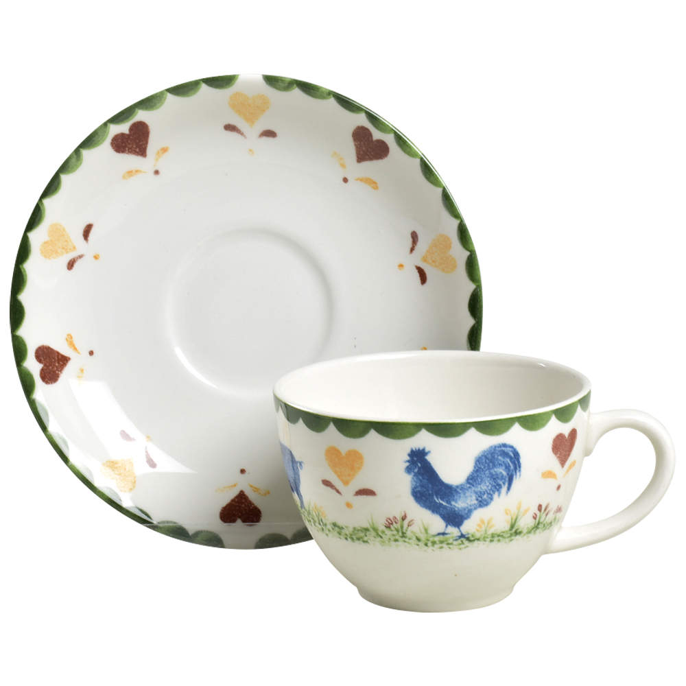 Jack's Farm (Multicolor) Flat Cup & Saucer Set by Wood & Sons-1