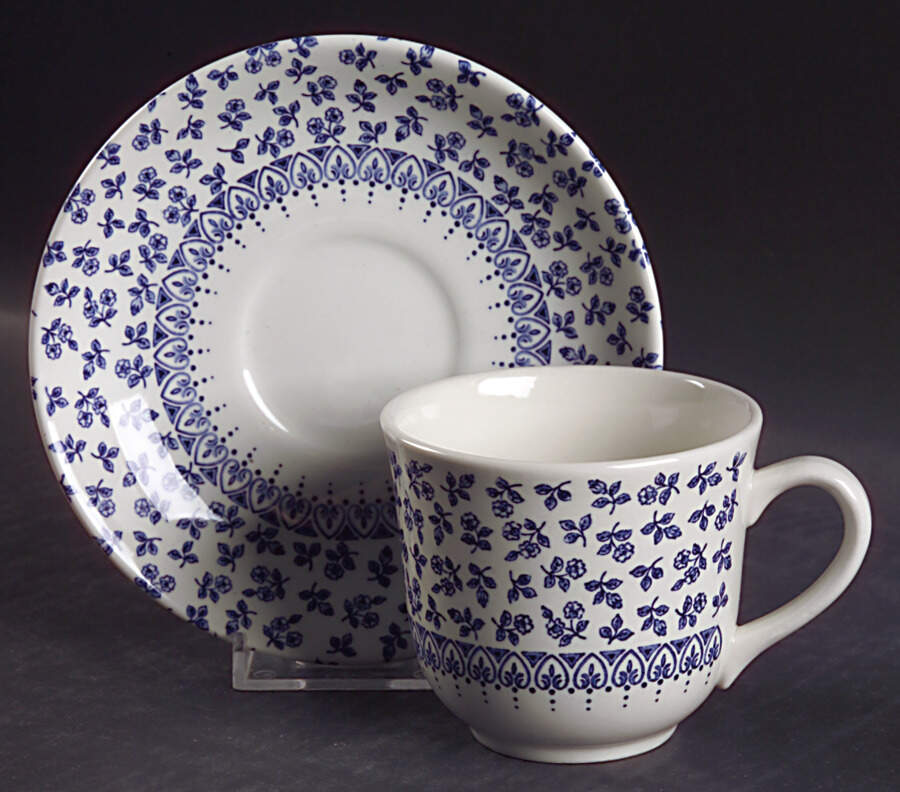 Provence Blue Flat Cup & Saucer Set by Wood & Sons-1