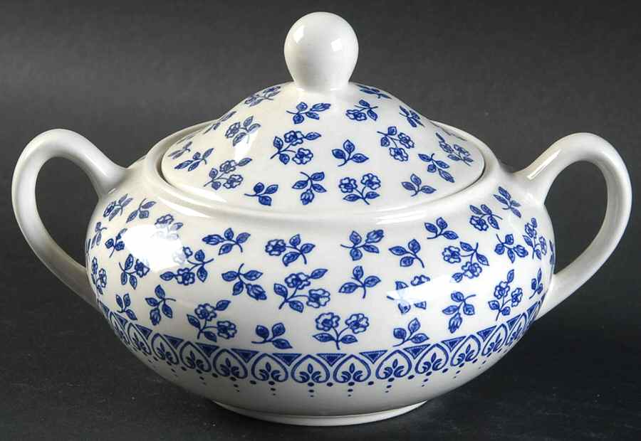 Provence Blue Sugar Bowl & Lid by Wood & Sons-1