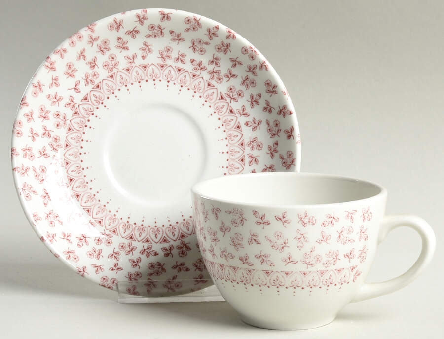 Provence Pink Flat Cup & Saucer Set by Wood & Sons-1