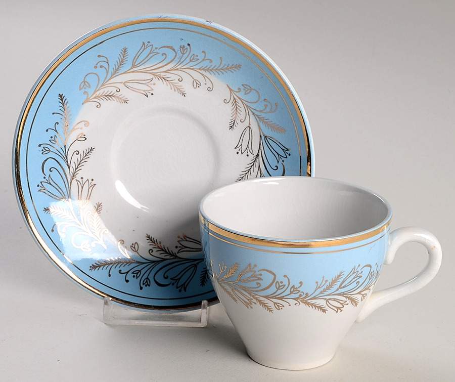 Blue Riband Flat Cup & Saucer Set by Washington Pottery-1
