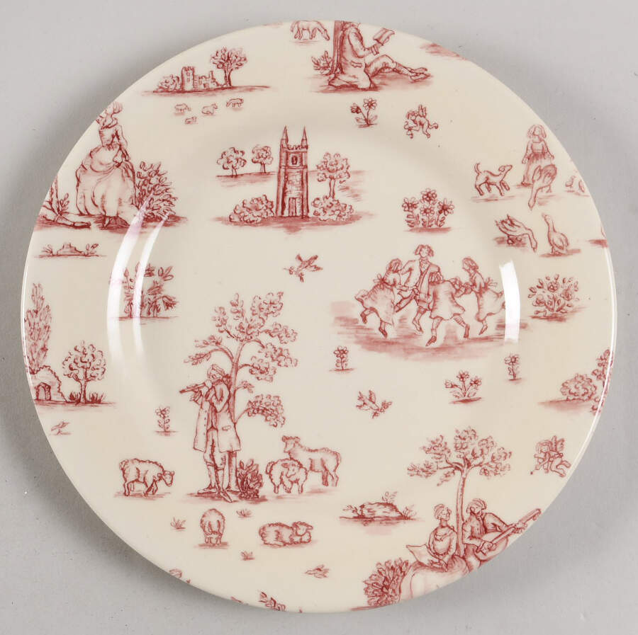 Toille De Jouy Pink (Smooth) Salad Plate by Wood & Sons-1
