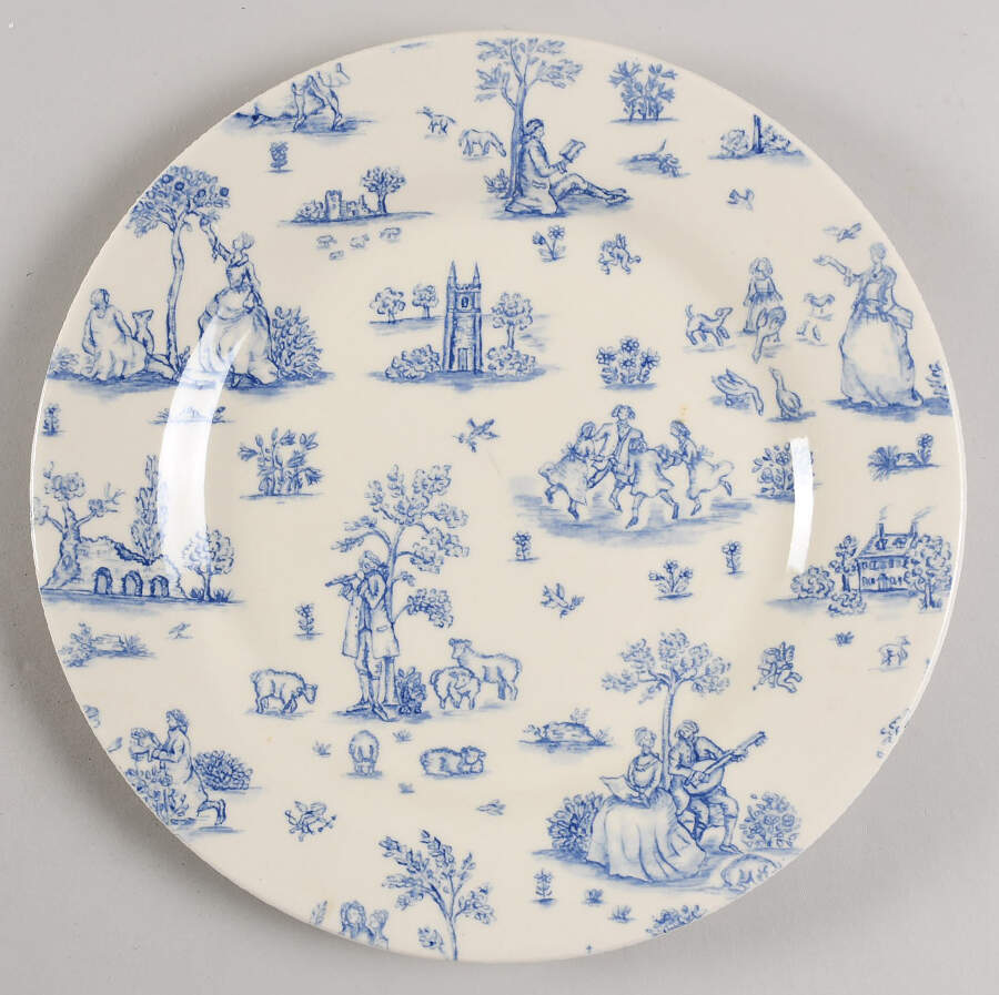 Toille de Jouy Blue (Smooth) Dinner Plate by Wood & Sons-1