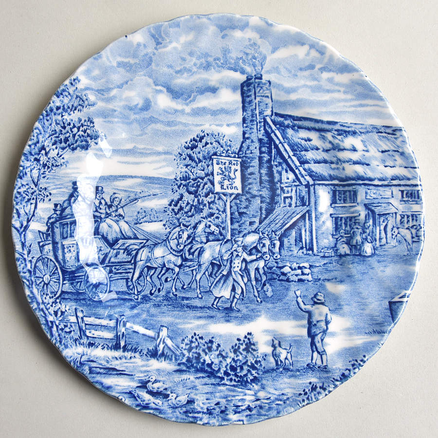 Post House Blue (Black Backstmp, Swirled) Salad Plate by Wood & Sons-1
