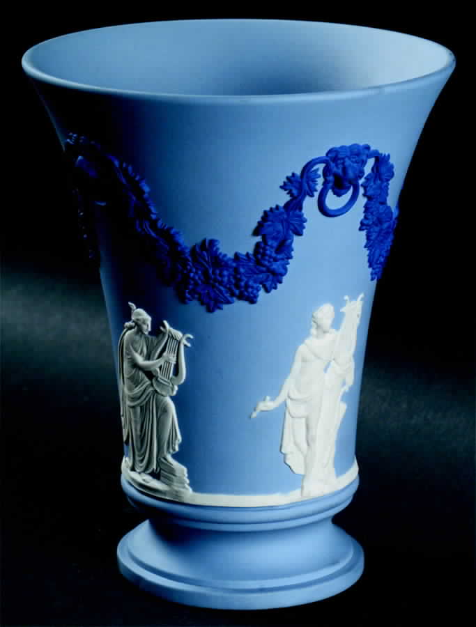 Cream Color and Portland Blue on Lavender Bacchus Vase by Wedgwood-1