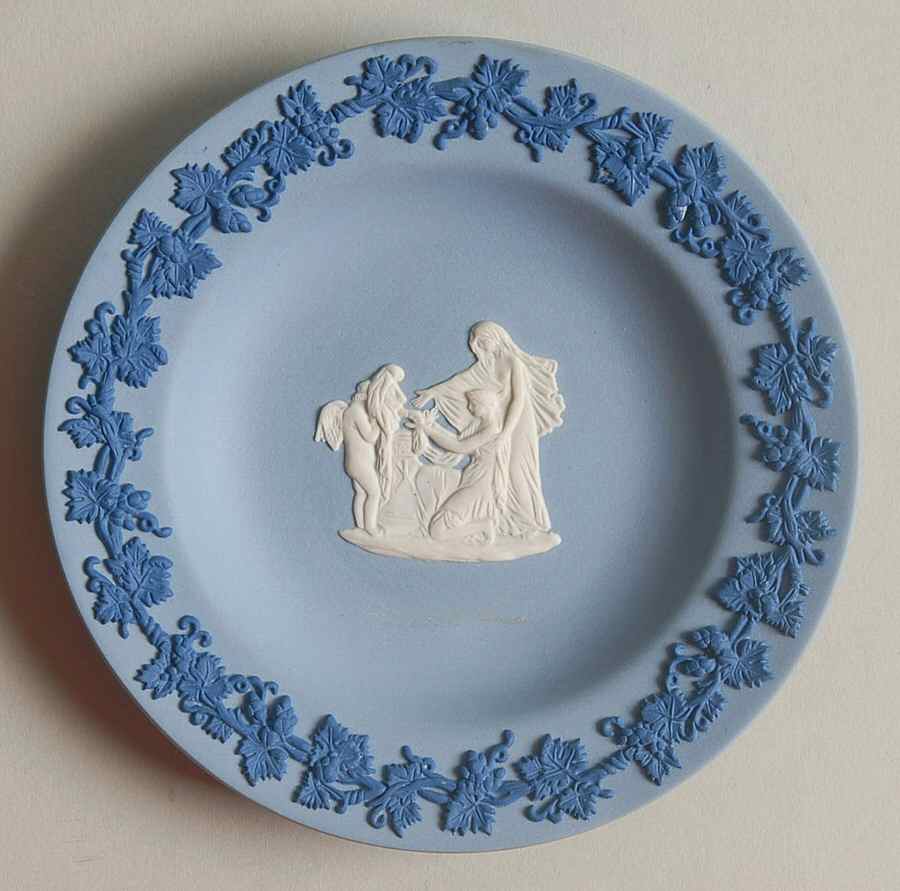 Cream Color and Portland Blue on Lavender 4" Round Tray by Wedgwood-1