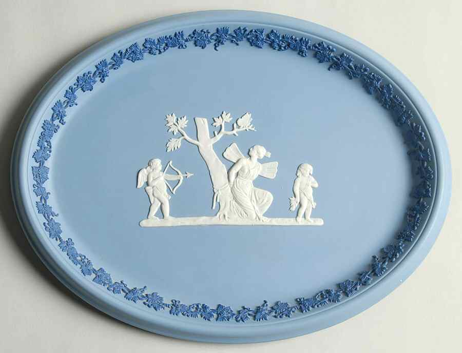 Cream Color and Portland Blue on Lavender 10" Oval Tray by Wedgwood-1