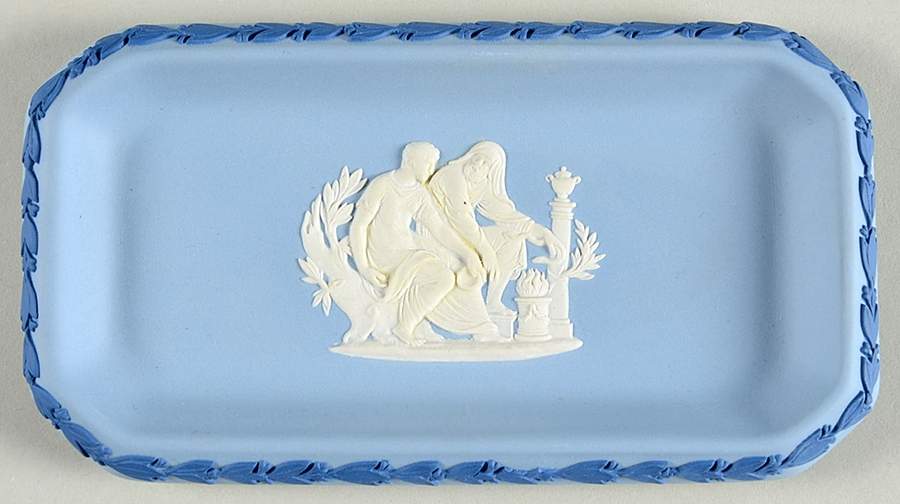 Cream Color and Portland Blue on Lavender 6" Oblong Tray by Wedgwood-1