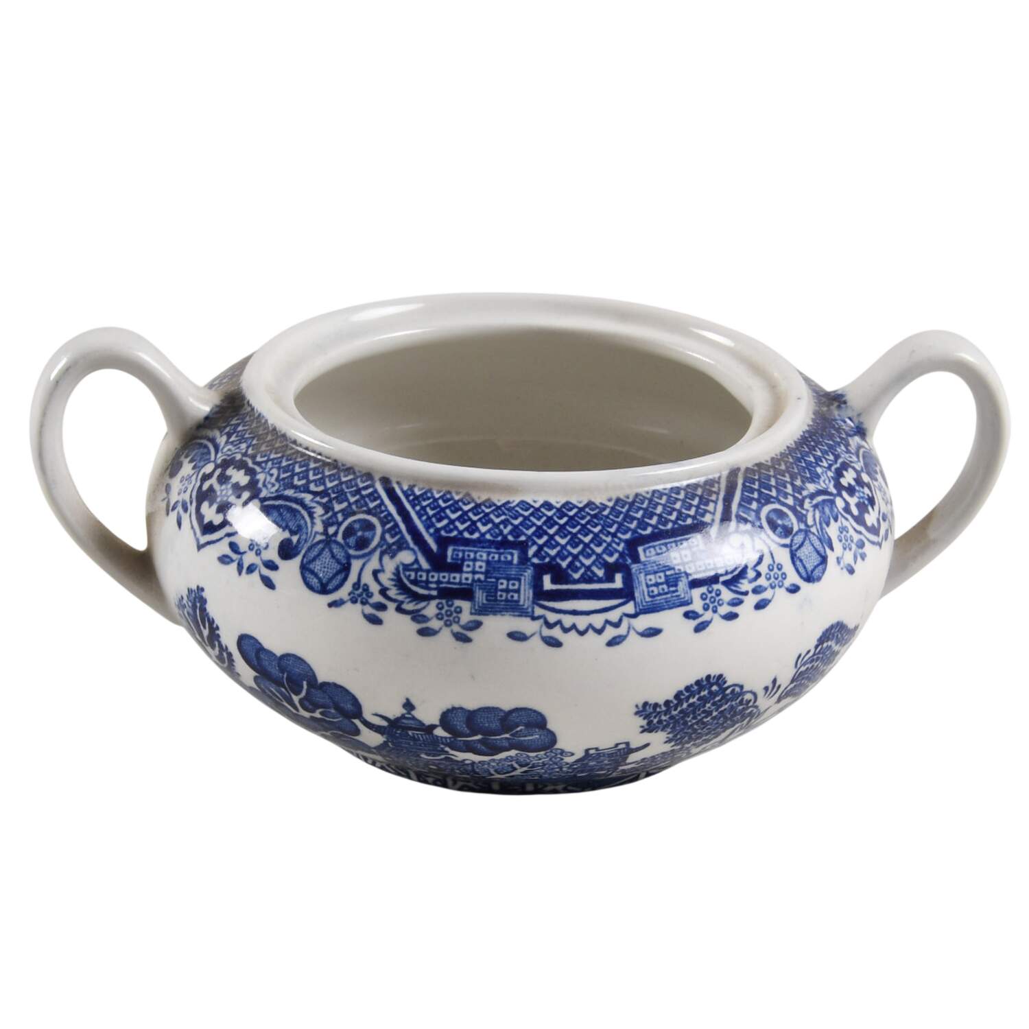 Blue Willow (Newer, Continental Shape) Sugar Bowl No Lid by Wood & Sons-1