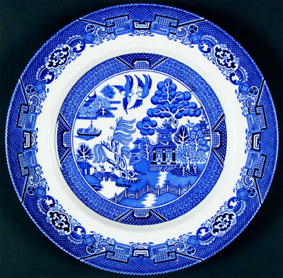 Blue Willow (Newer, Continental Shape) Dinner Plate by Wood & Sons-1
