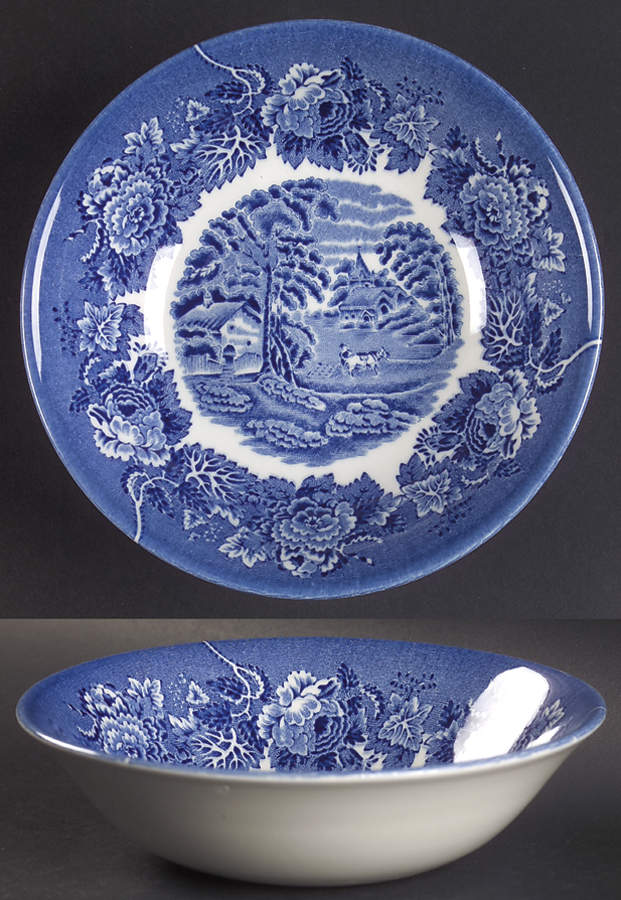 English Scenery Blue (Continental Shape) Coupe Cereal Bowl by Wood & Sons-1