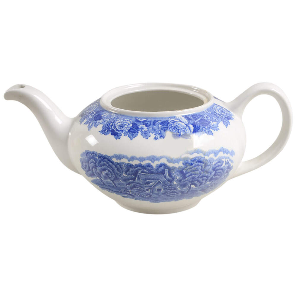 English Scenery Blue (Continental Shape) Teapot No Lid by Wood & Sons-1