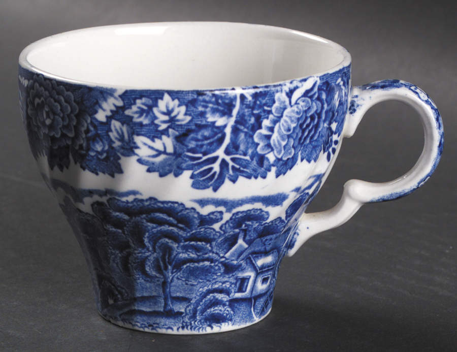 English Scenery Blue (Lion Backstamp, Swirl) Flat Cup by Wood & Sons-1
