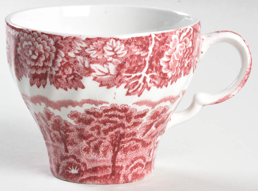 English Scenery Pink (Black Backstamp, Scallop) Flat Cup by Wood & Sons-1