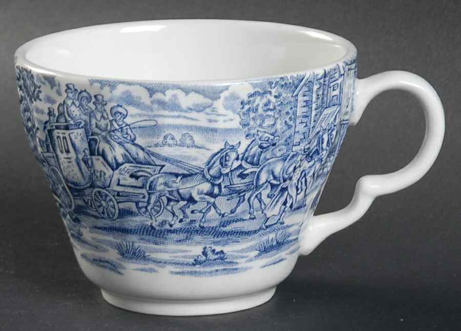 Post House Blue (Blue Backstamp, Scallop) Flat Cup by Wood & Sons-1