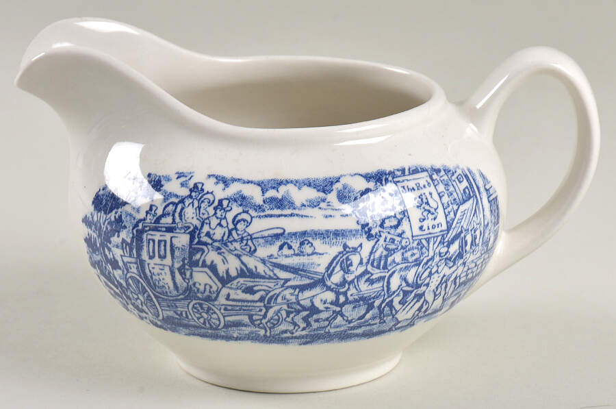 Post House Blue (Newer, Continental Shape) Creamer by Wood & Sons-1