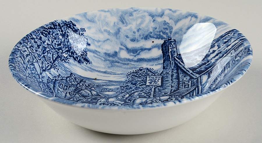 Post House Blue (Newer, Continental Shape) Coupe Cereal Bowl by Wood & Sons-1