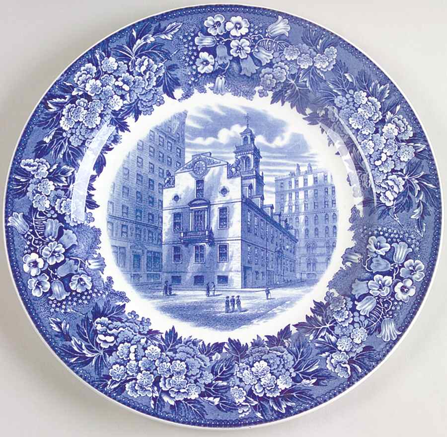 Massachusetts Historic Scenes Bluebells Dinner Plate by Wedgwood-1