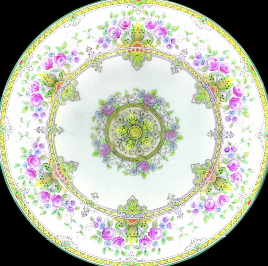 La Morna (Yellow Bands, Center Medallion) Rim Soup Bowl by Wedgwood-1