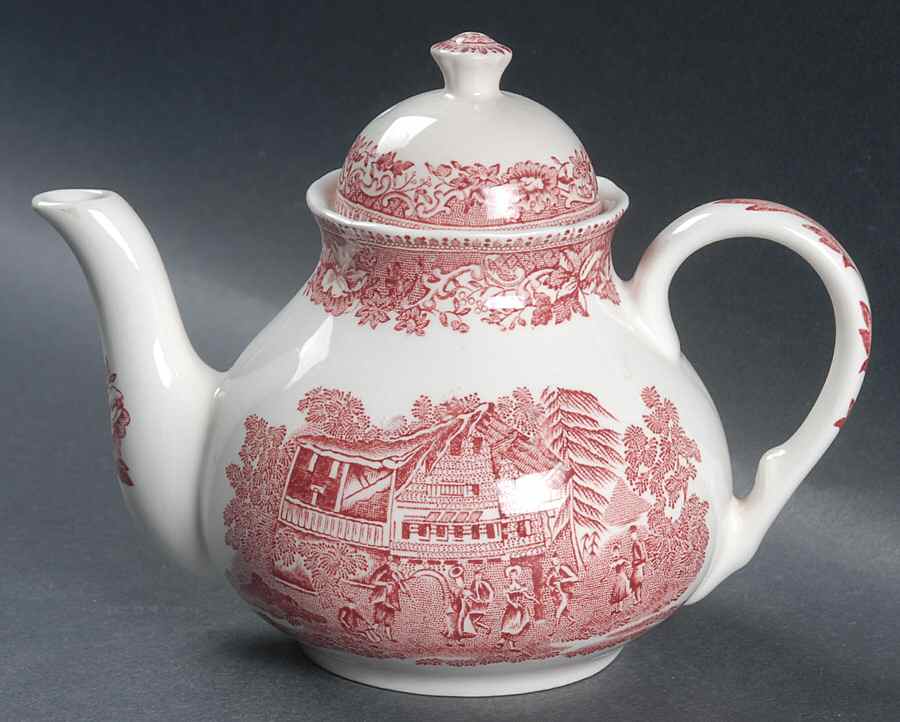 Avon Cottage Pink (Scallop) Individual Teapot & Lid by Wedgwood-1
