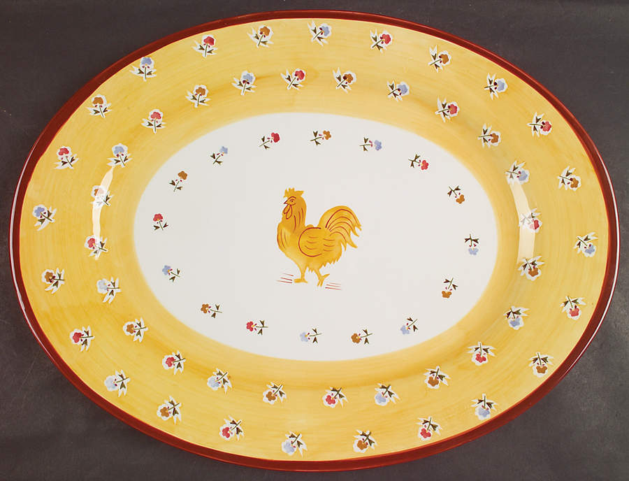 Coq A Doodle Do 19" Oval Serving Platter by Waverly-1