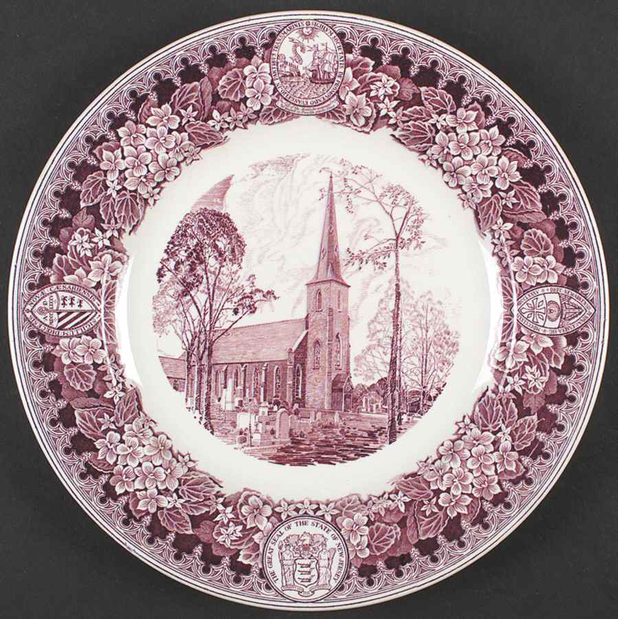 New Jersey Church Series Mulberry Dinner Plate by Wedgwood-1