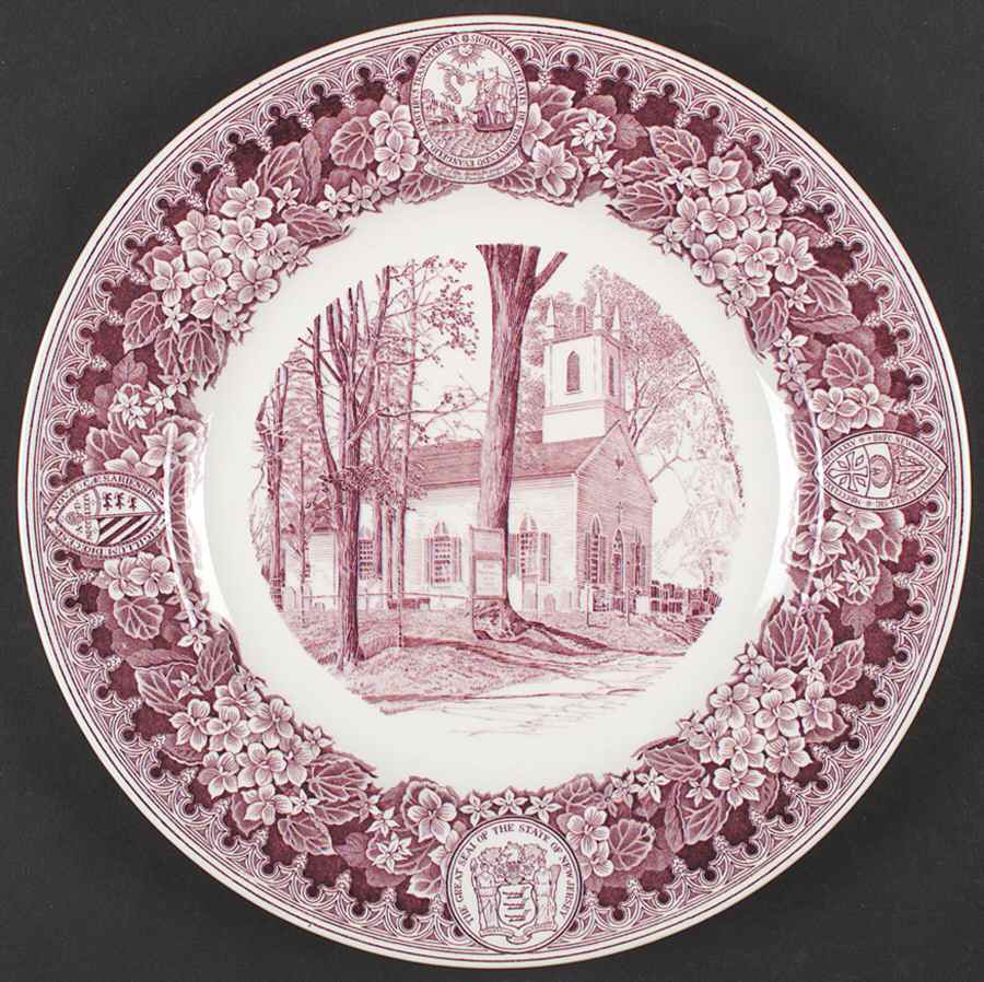 New Jersey Church Series Mulberry Dinner Plate by Wedgwood-1